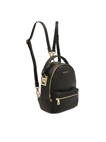 Schwarzer 2-in-1-Rucksack aus Leder HEMERA