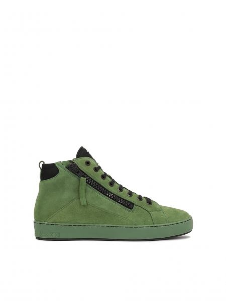Grüne Herren-Sneakers aus Wildleder mit hohem Oberteil LEONID