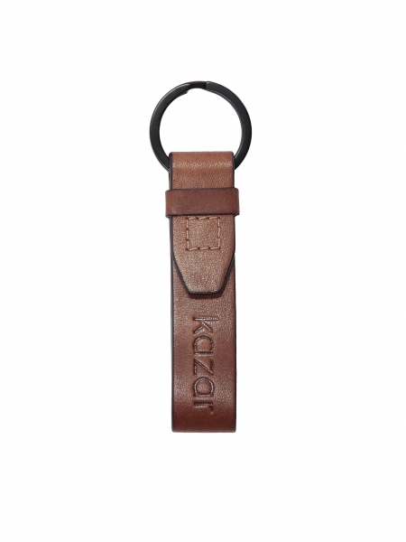 Schlüsselanhänger aus braunem Leder mit Logo 
