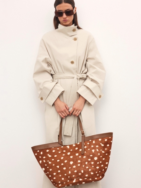 Große Handtasche mit Naturhaar-Finish NAN