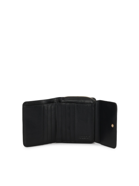 Damenbrieftasche aus geprägtem Leder in Schwarz AMALA