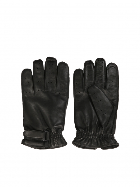 Schwarze Herrenhandschuhe mit Perforationen an den Fingern BLASIUS