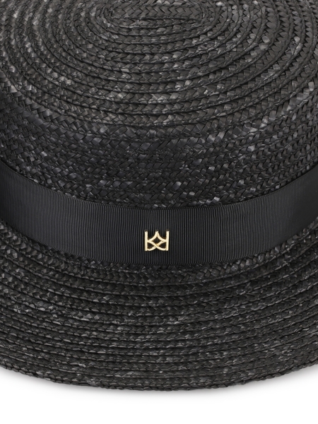 Schwarzer Strohhut mit Schleife NANI