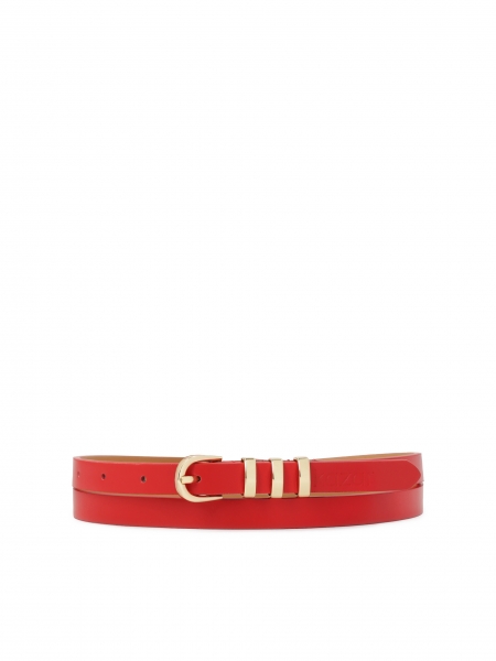 Schmaler roter Gürtel mit Metallschlaufen BROOKLYN