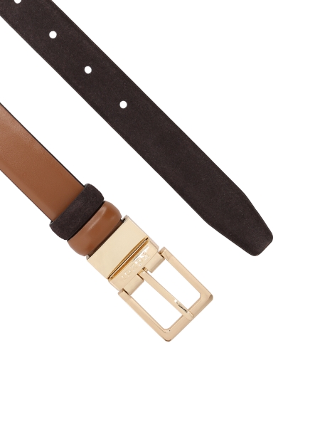 Doppelseitiger Ledergürtel in Brauntönen PERKINS