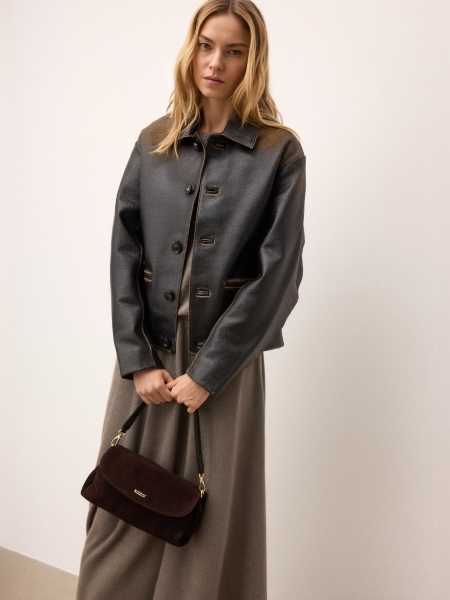 Braune Posttasche mit Klappe ASTRE