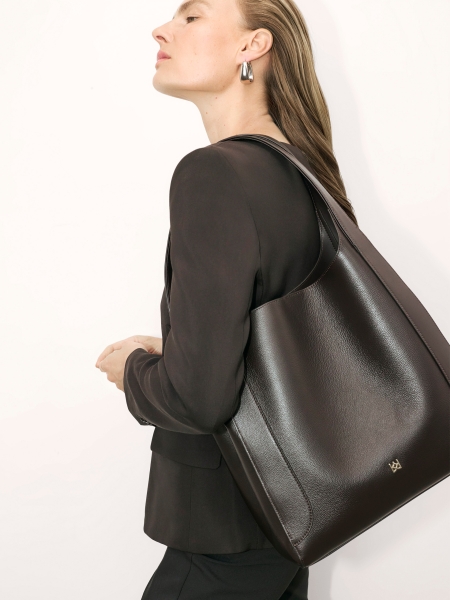 Große braune Handtasche mit langen Henkeln ARIANNA