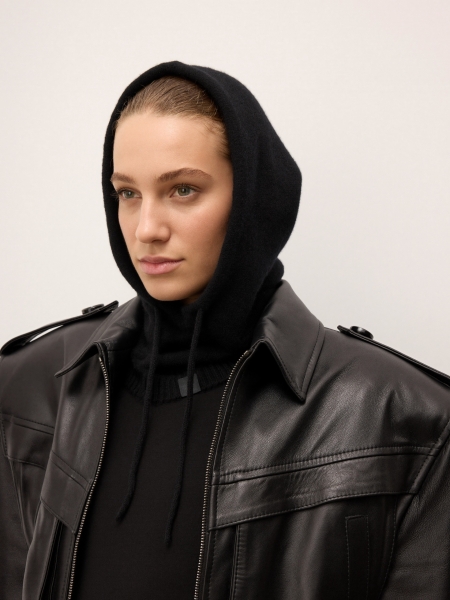 Schwarzer Kaschmir-Sturmhauben-Schornsteinpullover RANDI