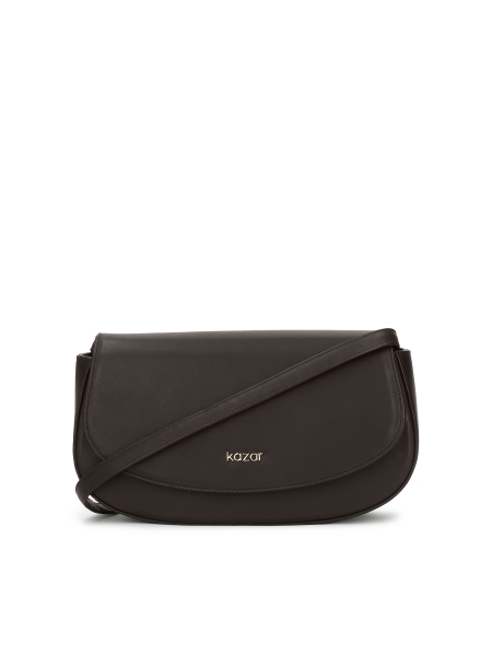 Braune starre Handtasche mit Schulterriemen NALYA