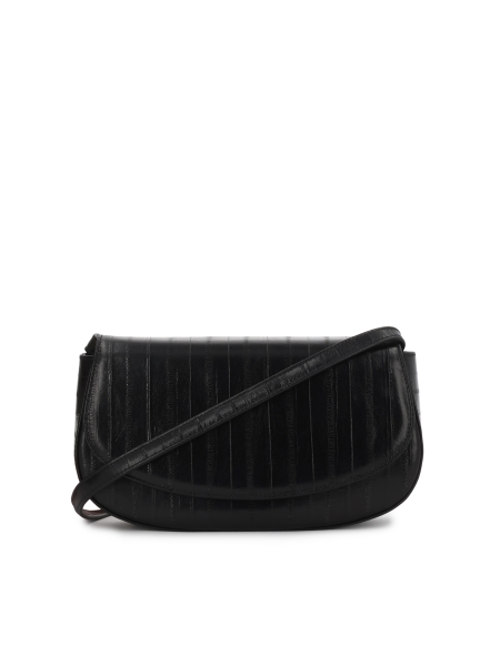 Schwarze steife Handtasche mit einem einzigartigen Muster NALYA