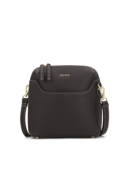 Dunkelbraune Leder-Umhängetasche mit abnehmbarem Riemen CARIN