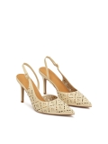 Cremefarbene Slingback-Pumps mit durchbrochenem Muster BASILIA