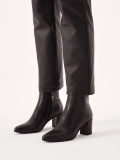 Schwarze Lederstiefel mit Absatz LEAWOOD