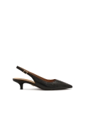 Schwarze Slingback-Pumps aus geprägtem Leder IRIA