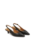 Schwarze Slingback-Pumps aus geprägtem Leder IRIA