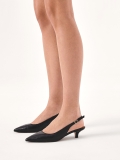 Schwarze Slingback-Pumps aus geprägtem Leder IRIA