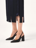 Schwarze Slingback-Pumps mit breitem Absatz BLUEBELL