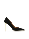 Schwarze Wildlederpumps mit goldenem Absatz ARICIA