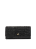Schwarzes, längliches Portemonnaie aus geprägtem Leder JOLENE