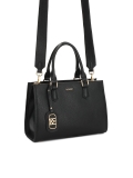 Schwarze Lederhandtasche mit abnehmbarem Riemen und verschließbarem Fach NAFI