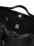 Elegante schwarze Lederhandtasche mit goldenem Logo RILEY