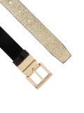 Schwarzer und goldener doppelseitiger Ledergürtel MOCA
