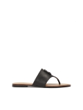 Schwarze Leder-Flip-Flops mit breitem Riemen CITRINE