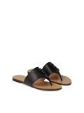 Schwarze Leder-Flip-Flops mit breitem Riemen CITRINE
