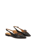 Flache Slingback-Pumps aus schwarzem Leder AMY
