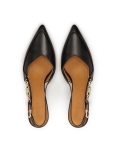 Schwarze Slingback-Pumps mit Metallmonogramm BASILIA