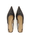 Schwarze Slingback-Pumps mit gerüschtem Schaft KS SELENE