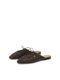 Dunkelbraune Pantoletten mit Crinkle-Oberfläche KS LUCITA