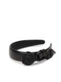 Schwarzes Lederstirnband mit Rosen BURNETT