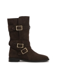 Hohe braune Biker-Stiefel PELAGIE