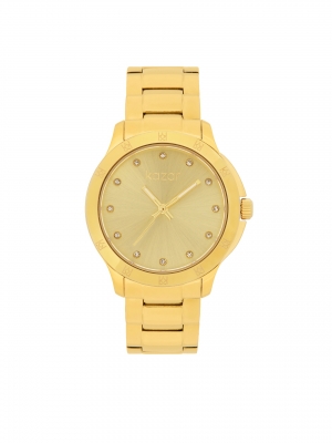 Goldene Uhr mit Kristallen