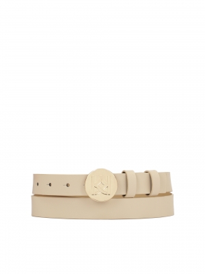 Ledergürtel mit runder Schnalle