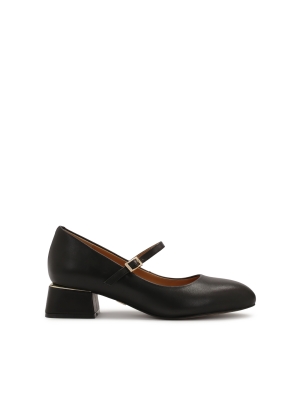 Schwarze Mary Jane Riemchenpumps