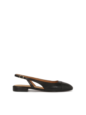 Schwarze Pumps mit flacher Sohle und ausgeschnittenem Oberteil