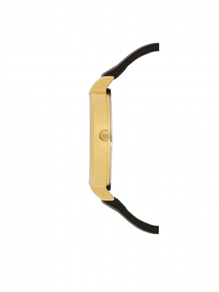 Schwarz-goldene Uhr mit Lederarmband NOBLE CLASS