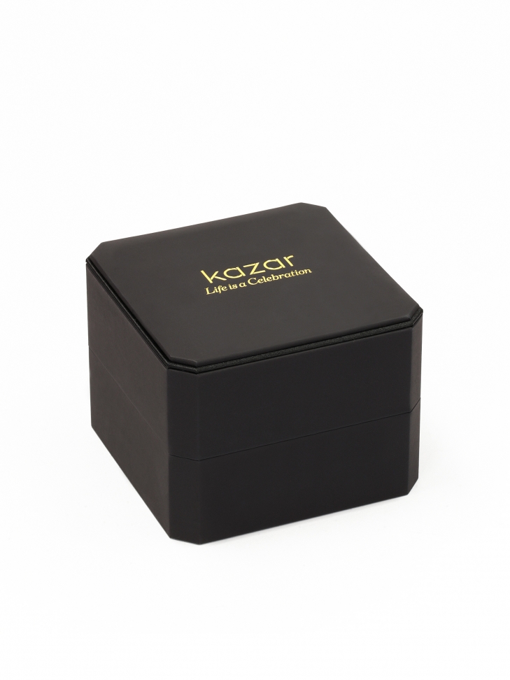 Schwarz-goldene Uhr mit Lederarmband NOBLE CLASS