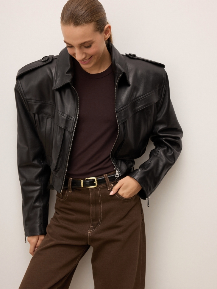 Beidseitiger Ledergürtel für Damen mit goldenen Details MILL