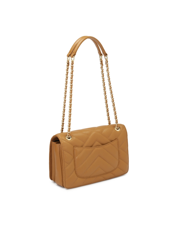 Hellbraune Handtasche mit Kreuzstich TERN