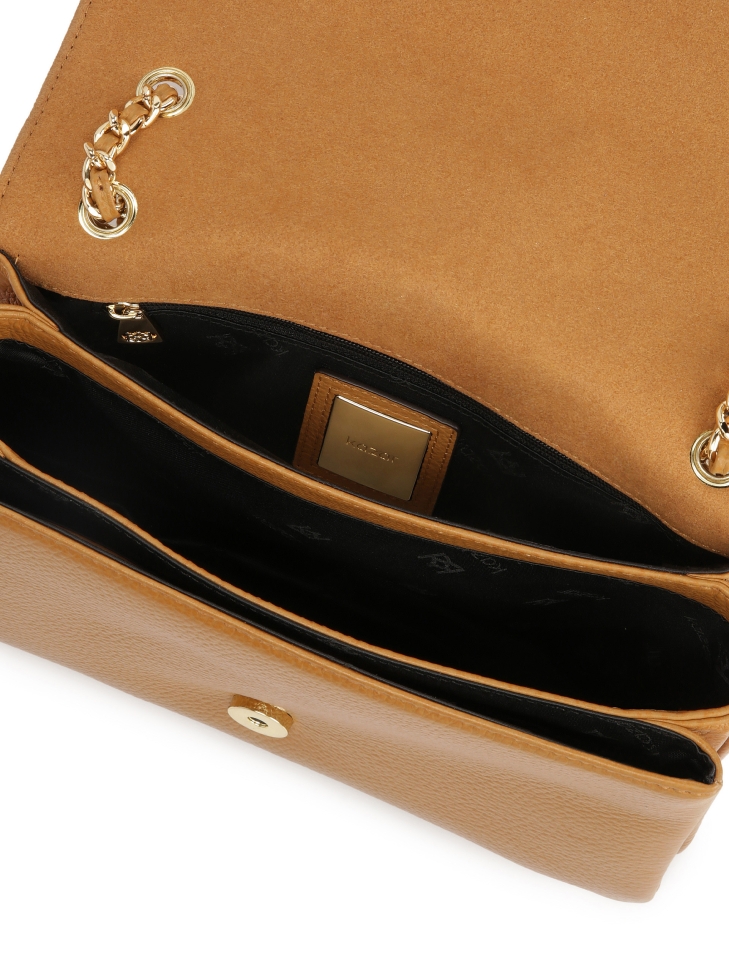 Hellbraune Handtasche mit Kreuzstich TERN