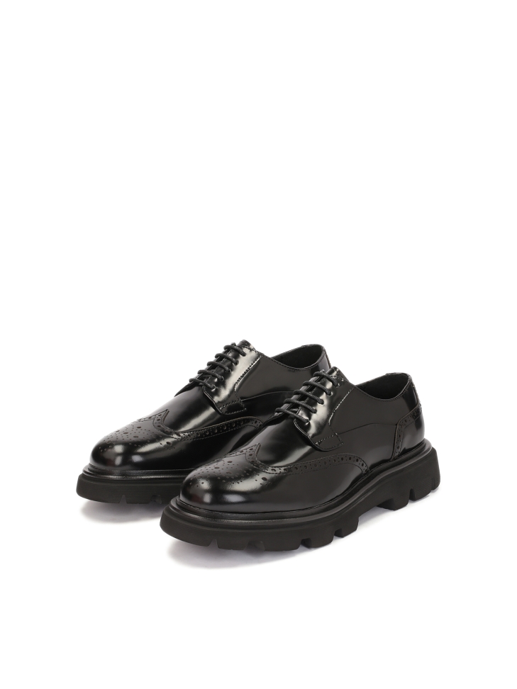 Schwarze Leder Brogues Freizeitschuhe GRAYDEN