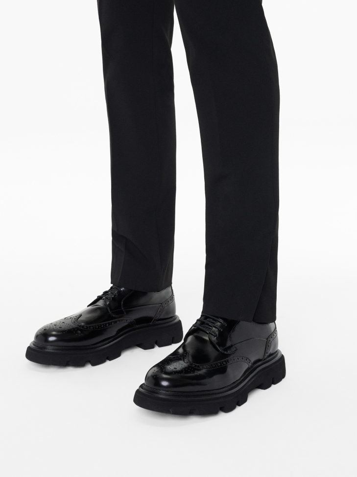 Schwarze Leder Brogues Freizeitschuhe GRAYDEN