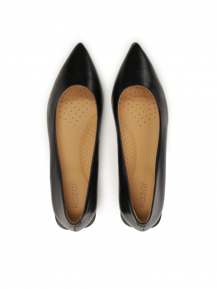 Schwarze Lederpumps mit flachem Absatz TAYLOR