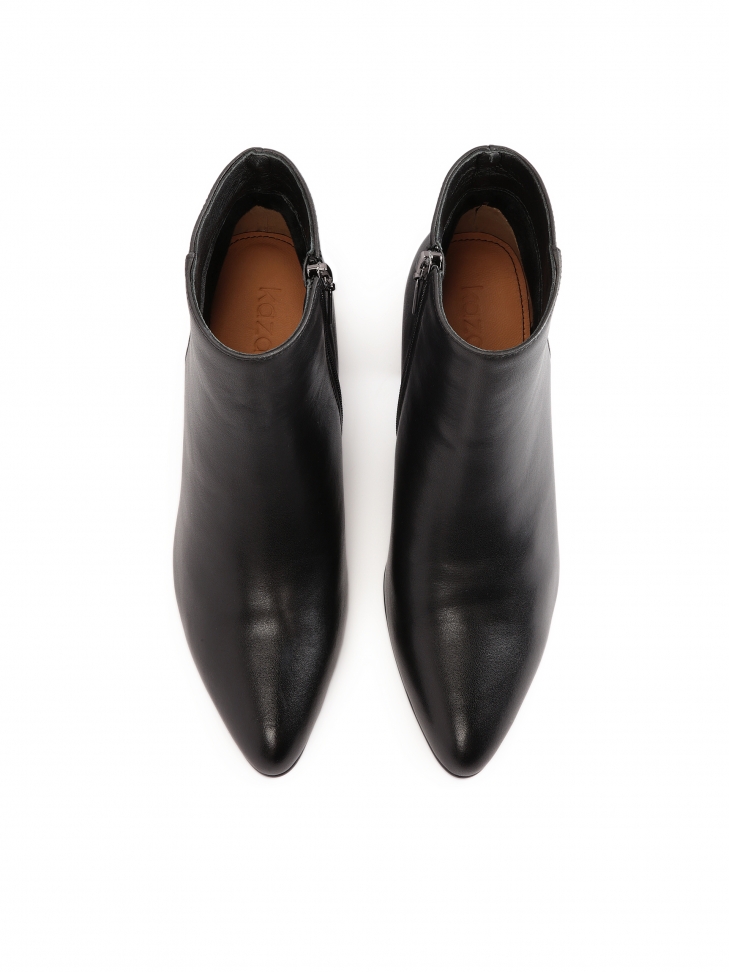 Schwarze Lederstiefel mit Absatz LEAWOOD