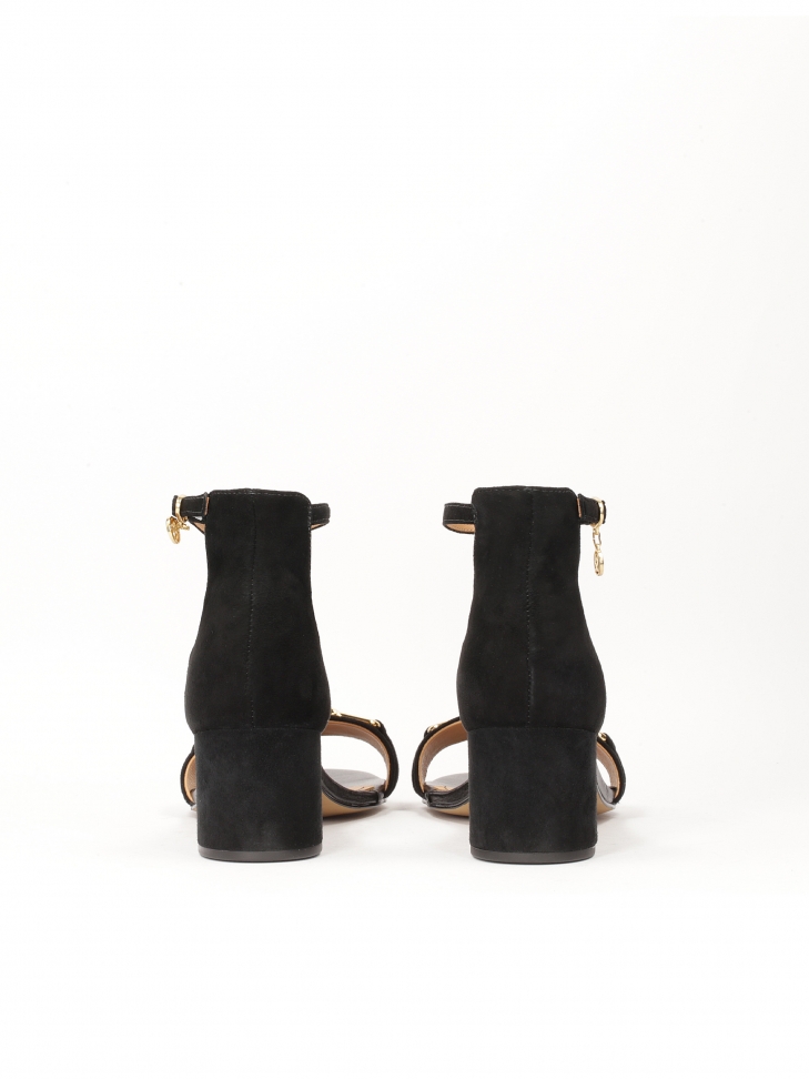 Wildleder-Sandalen mit überzogenem Absatz und niedrigem Absatz TANZANY