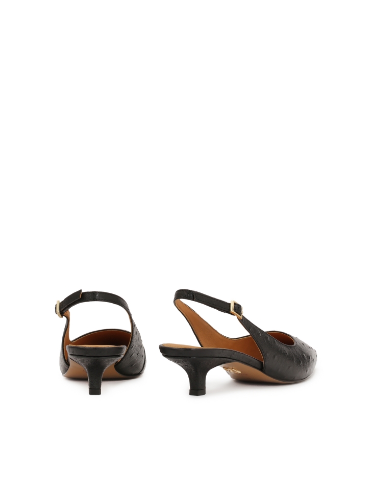 Schwarze Slingback-Pumps aus geprägtem Leder IRIA