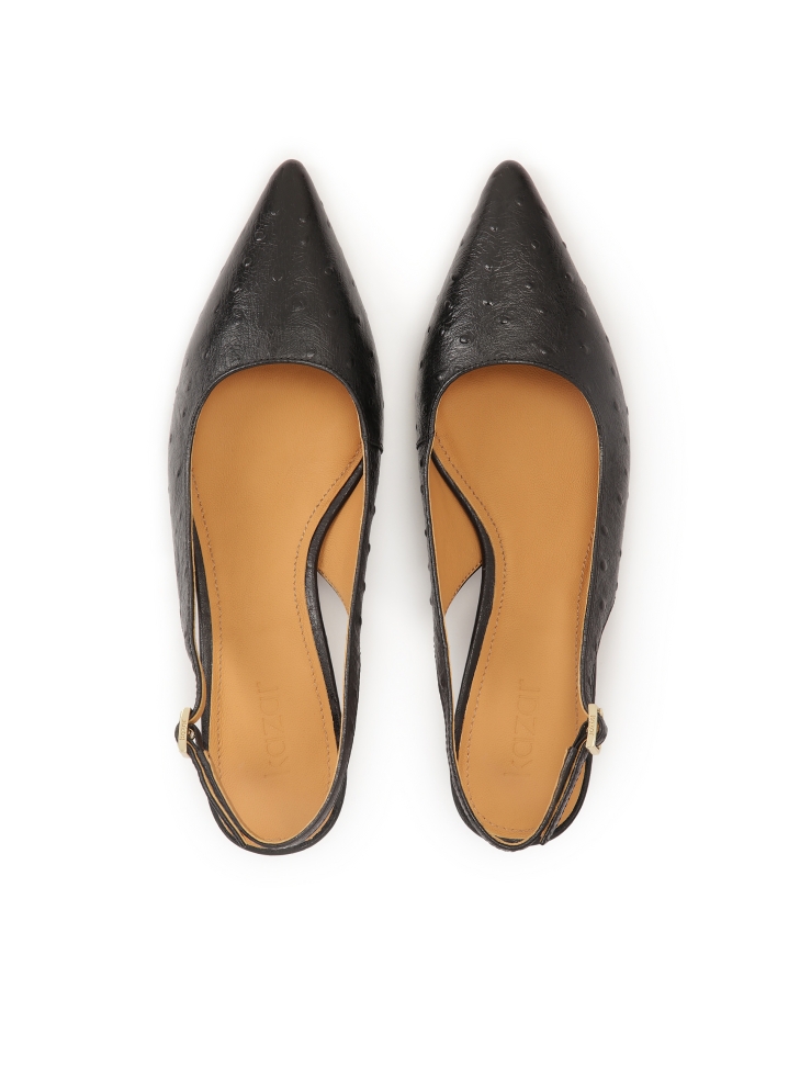 Schwarze Slingback-Pumps aus geprägtem Leder IRIA